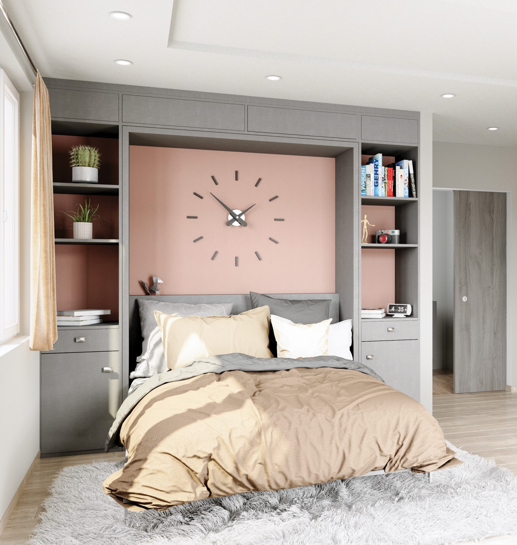 Chambre avec lit escamotable sur mesure - Design intérieur